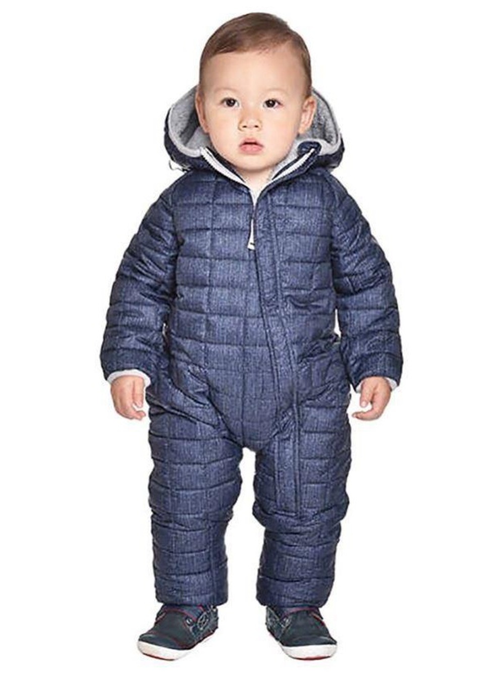 Snozu quilted navy blue full length fleece lined puffer snowsuit